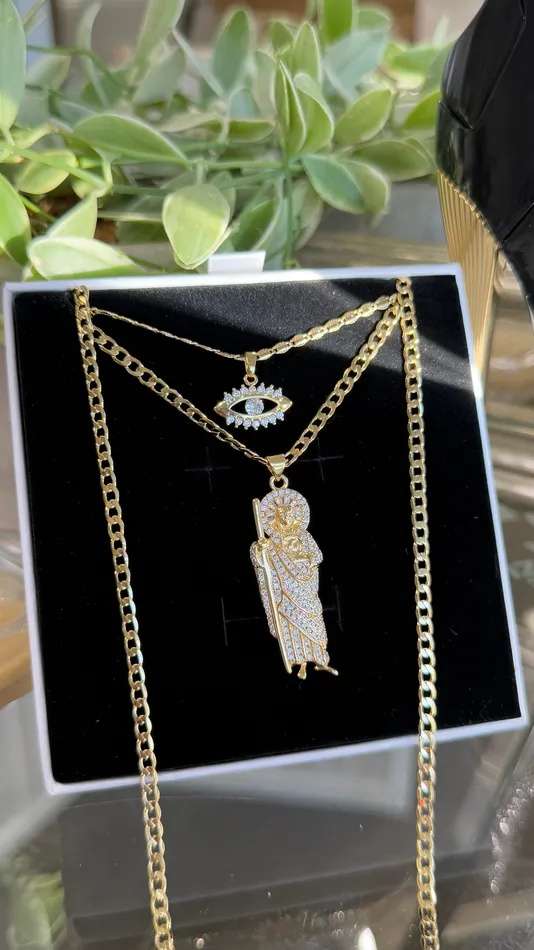 MP Jewelry Necklaces Gold Filled Protection Saint Jude Necklace Set