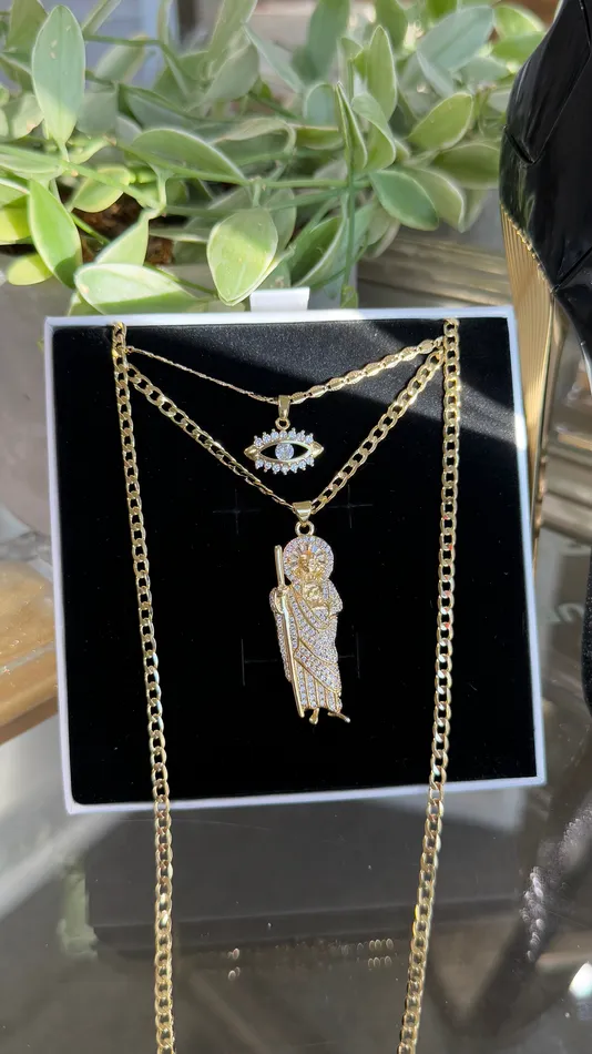 MP Jewelry Necklaces Gold Filled Protection Saint Jude Necklace Set