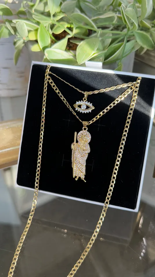 MP Jewelry Necklaces Gold Filled Protection Saint Jude Necklace Set