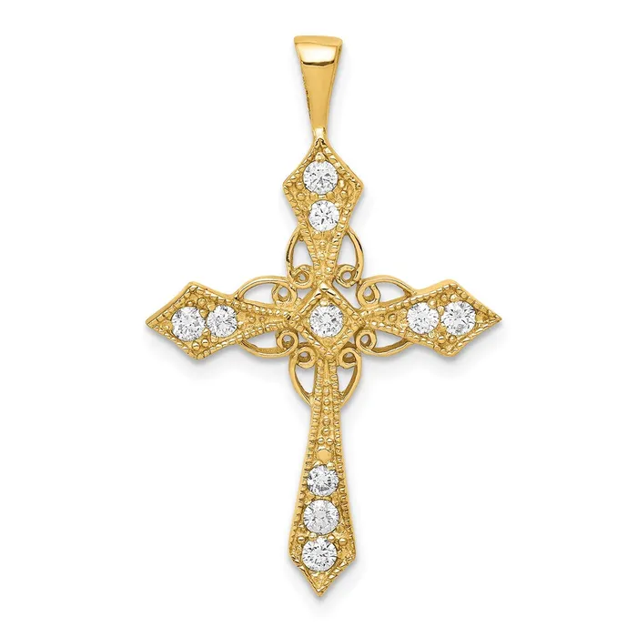 Necklaces 14k AA Diamond Passion Cross Pendant TreasureFineJewelers