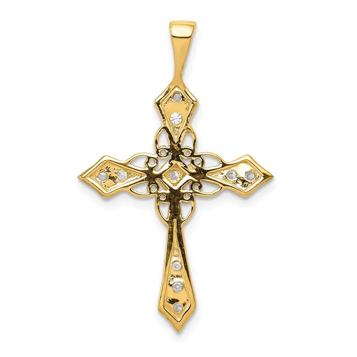 Necklaces 14k AA Diamond Passion Cross Pendant TreasureFineJewelers