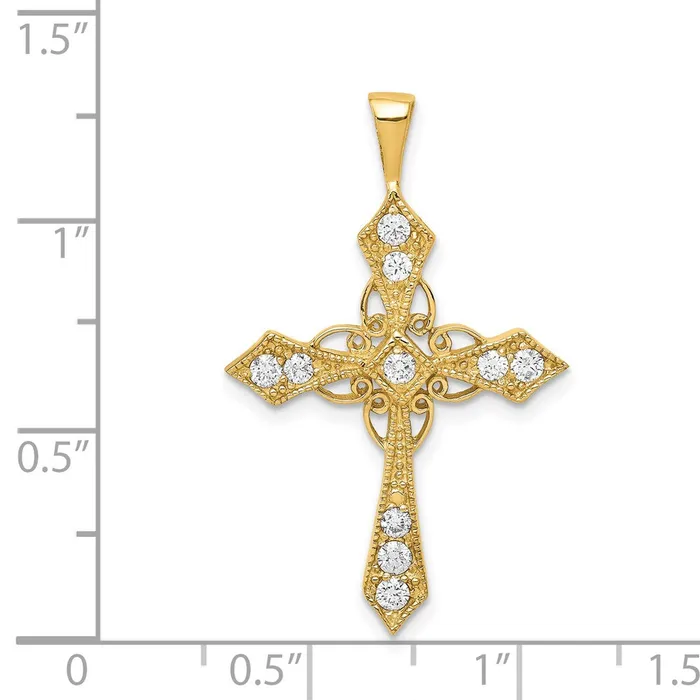 Necklaces 14k AA Diamond Passion Cross Pendant TreasureFineJewelers