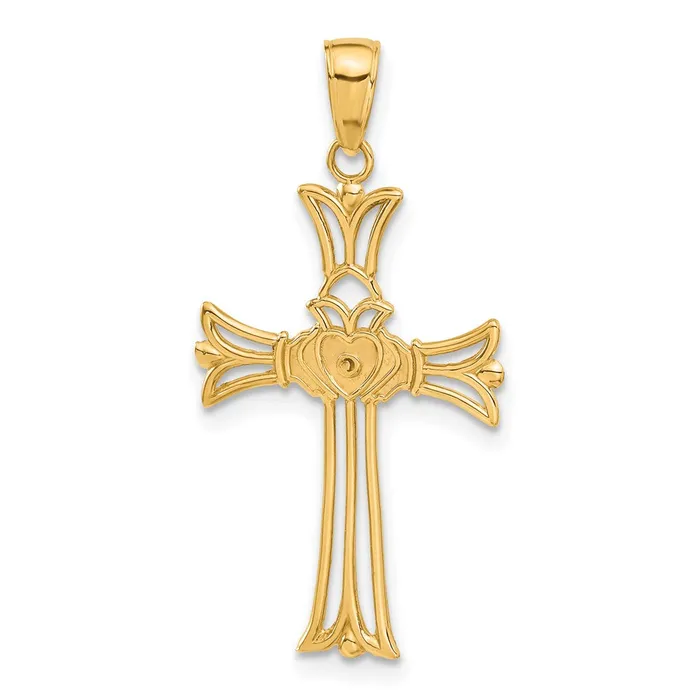 Necklaces 14K Claddagh Cross Pendant TreasureFineJewelers