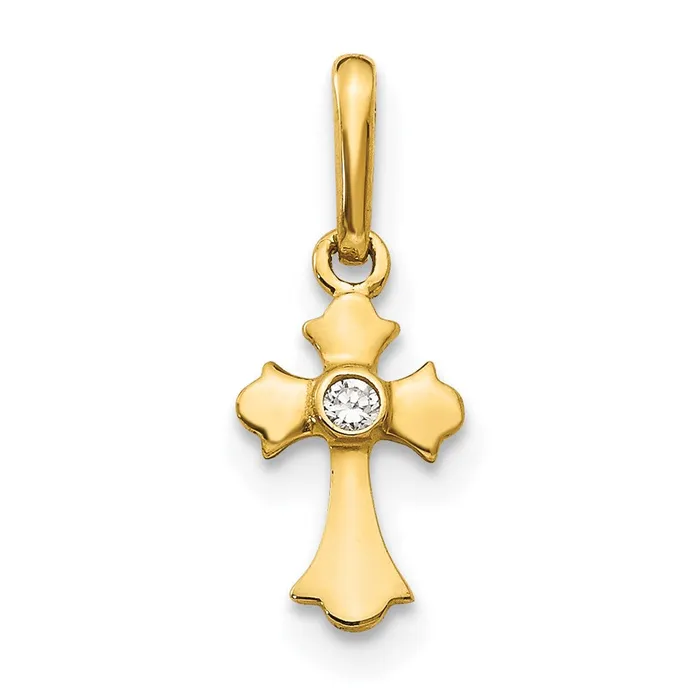Necklaces 14k Madi K CZ Childrens Cross Pendant TreasureFineJewelers
