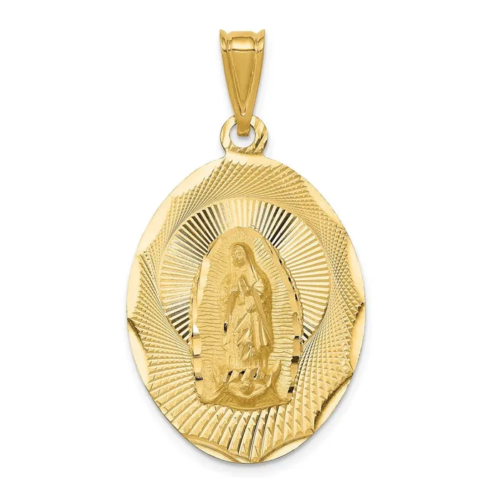 Necklaces 14K Polished DC Lady Of Guadalupe Oval Pendant TreasureFineJewelers Necklaces 14K Polished DC Lady Of Guadalupe Oval Pendant TreasureFineJewelers