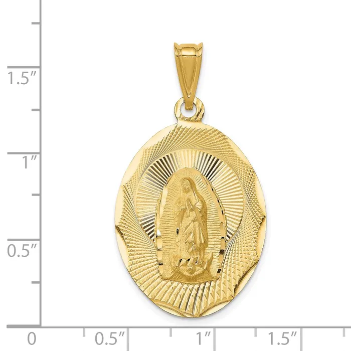Necklaces 14K Polished DC Lady Of Guadalupe Oval Pendant TreasureFineJewelers