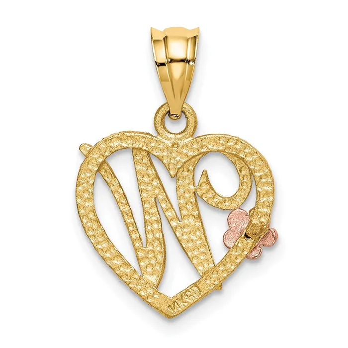Necklaces 14k TwoTone Heart Letter W Initial Pendant TreasureFineJewelers