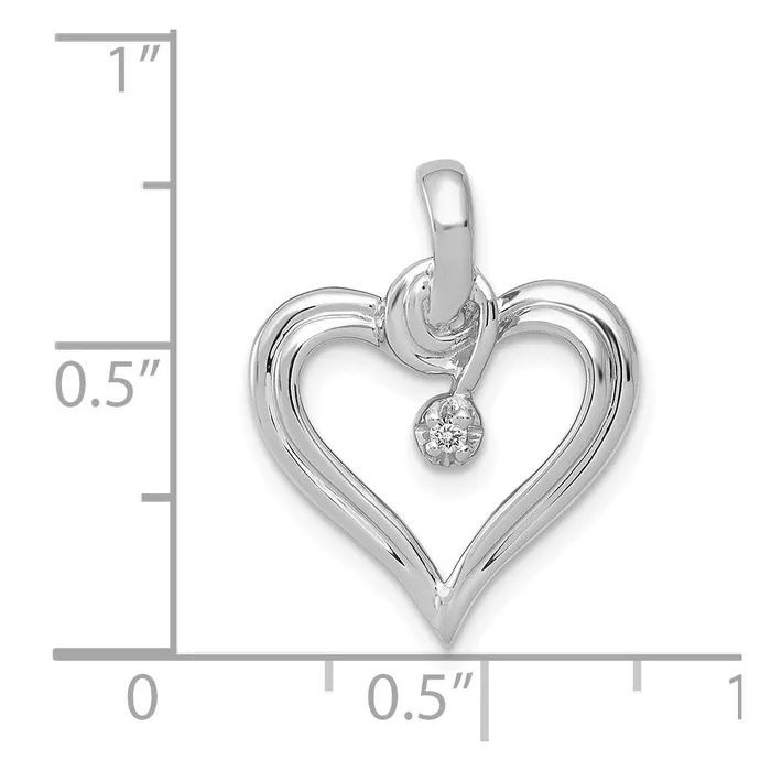 Necklaces 14k White Gold AA 01ct Diamond Heart Pendant TreasureFineJewelers