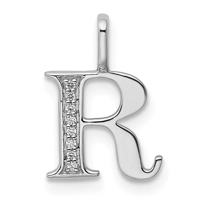 Necklaces 14K White Gold Diamond Letter R Initial Pendant TreasureFineJewelers Necklaces 14K White Gold Diamond Letter R Initial Pendant TreasureFineJewelers