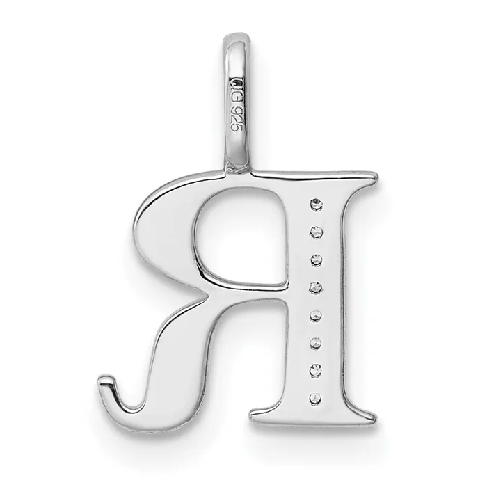 Necklaces 14K White Gold Diamond Letter R Initial Pendant TreasureFineJewelers