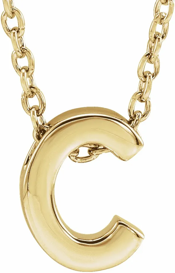 Necklaces 14K Yellow Gold Initial C Slide Pendant 1618 Necklace TreasureFineJewelers Necklaces 14K Yellow Gold Initial C Slide Pendant 1618 Necklace TreasureFineJewelers