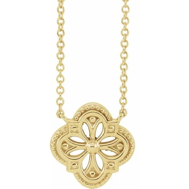 Necklaces 14K Yellow Gold VintageInspired Clover 18 Necklace TreasureFineJewelers Necklaces 14K Yellow Gold VintageInspired Clover 18 Necklace TreasureFineJewelers