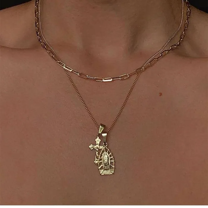 Necklaces 18K Gold Plated NoTarnish Medicalgrade Titanium Chain Necklace Bracelet Trendolla Jewelry