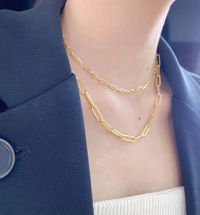 Necklaces 18K Gold Plated NoTarnish Medicalgrade Titanium Chain Necklace Bracelet Trendolla Jewelry