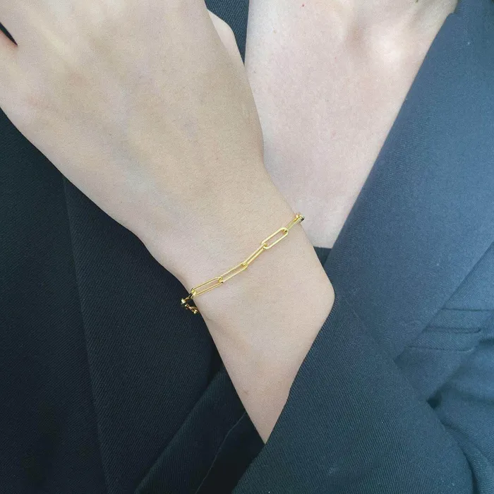 Necklaces 18K Gold Plated NoTarnish Medicalgrade Titanium Chain Necklace Bracelet Trendolla Jewelry