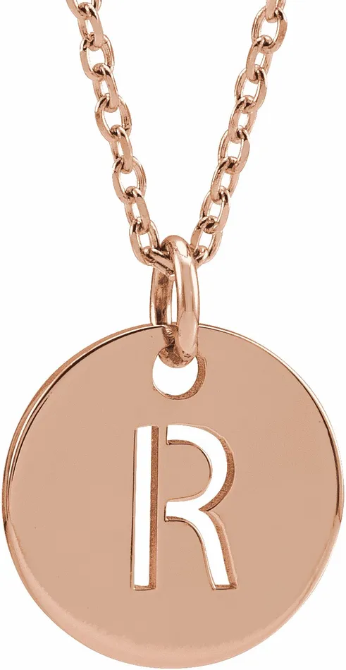 Necklaces 18K Rose GoldPlated Sterling Silver Initial R 10 mm Disc 1618 Necklace TreasureFineJewelers Necklaces 18K Rose GoldPlated Sterling Silver Initial R 10 mm Disc 1618 Necklace TreasureFineJewelers