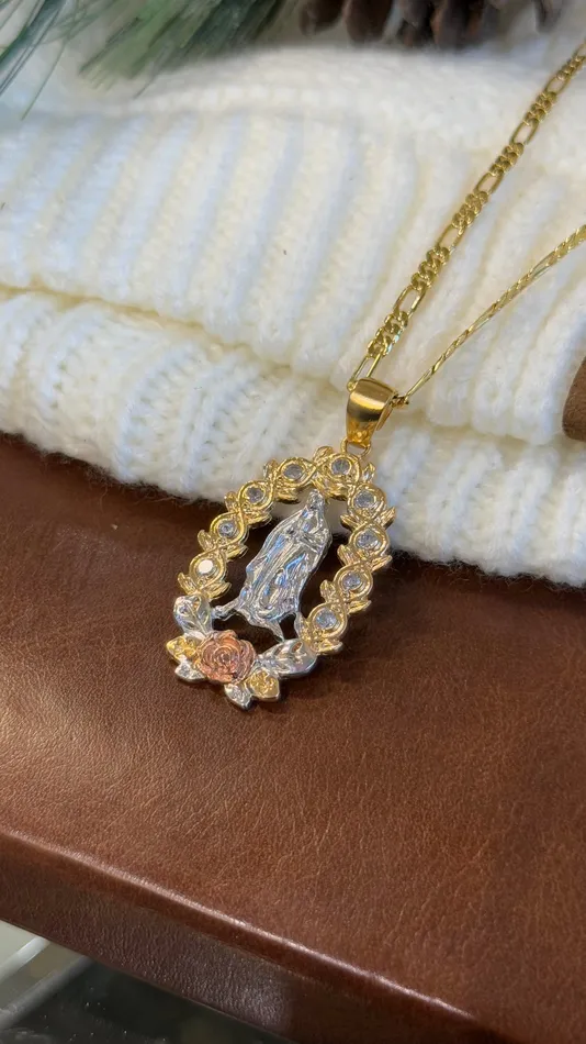Necklaces Gold Filled White Virgencita Necklace MP Jewelry