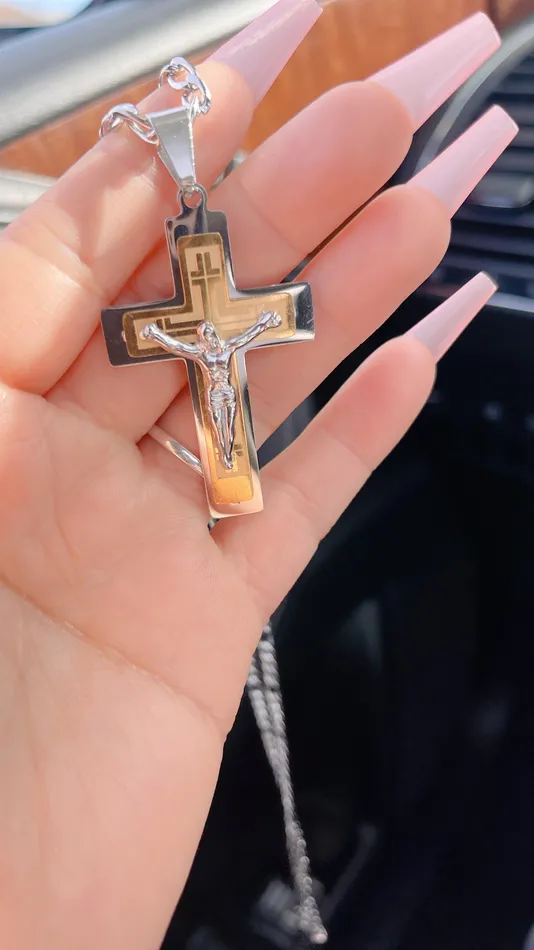 Necklaces MP Jewelry Dual Tone Jesus Cross Necklace