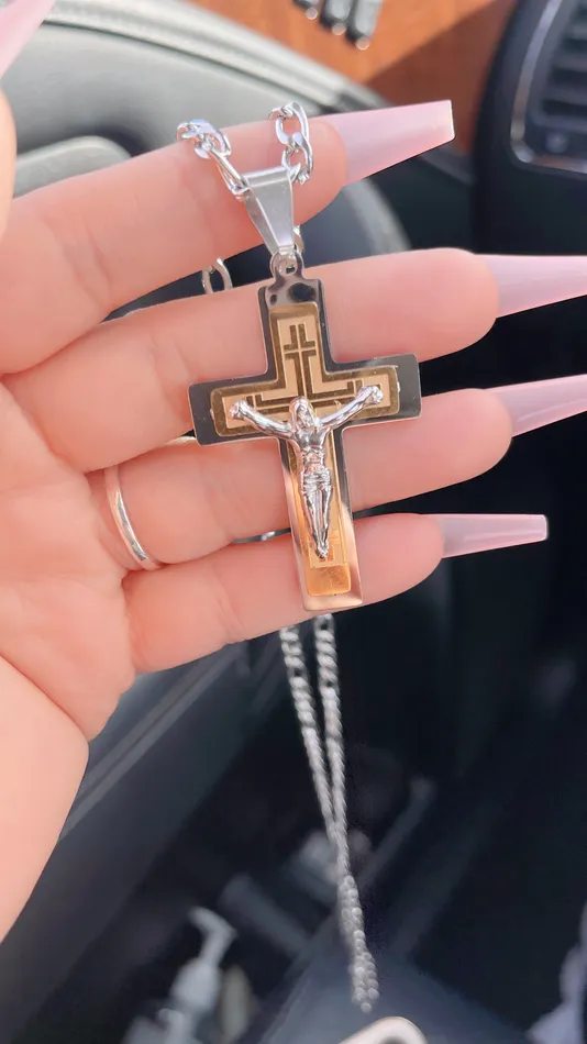 Necklaces MP Jewelry Dual Tone Jesus Cross Necklace