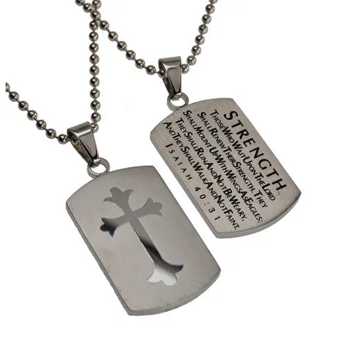 Necklaces North Arrow Shop ISAIAH 4031 Shield Cross Strength Necklace with Bible Verse Stainless Steel Necklaces North Arrow Shop ISAIAH 4031 Shield Cross Strength Necklace with Bible Verse Stainless Steel