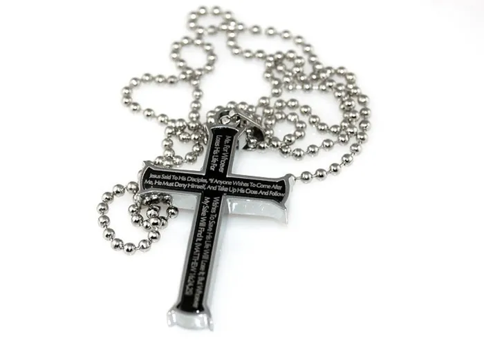Necklaces North Arrow Shop Matthew 162425 Black Cross Necklace TAKE UP YOUR CROSS Bible Verse Stainless Steel Bead Chain Necklaces North Arrow Shop Matthew 162425 Black Cross Necklace TAKE UP YOUR CROSS Bible Verse Stainless Steel Bead Chain