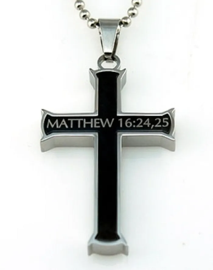 Necklaces North Arrow Shop Matthew 162425 Black Cross Necklace TAKE UP YOUR CROSS Bible Verse Stainless Steel Bead Chain Necklaces North Arrow Shop Matthew 162425 Black Cross Necklace TAKE UP YOUR CROSS Bible Verse Stainless Steel Bead Chain