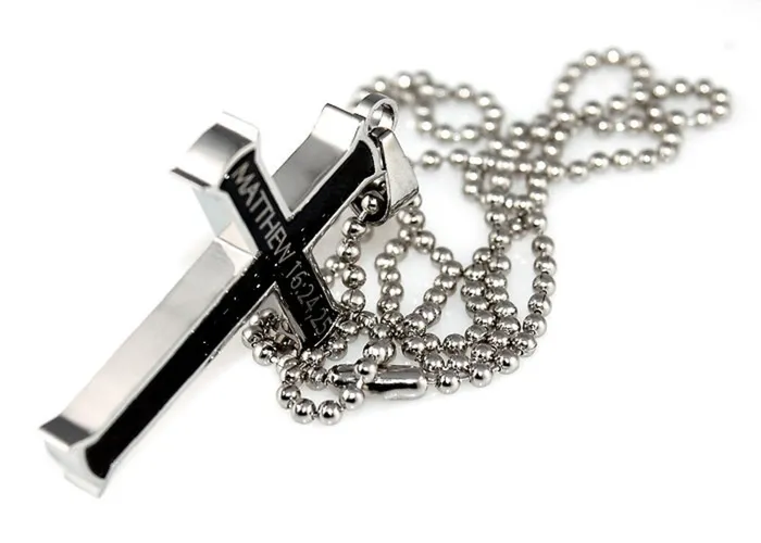 Necklaces North Arrow Shop Matthew 162425 Black Cross Necklace TAKE UP YOUR CROSS Bible Verse Stainless Steel Bead Chain Necklaces North Arrow Shop Matthew 162425 Black Cross Necklace TAKE UP YOUR CROSS Bible Verse Stainless Steel Bead Chain