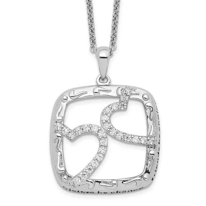 Necklaces Sentimental Expressions Sterling Silver Rhodiumplated Antiqued CZ Sisters By Chance 18in Hearts Necklace TreasureFineJewelers Necklaces Sentimental Expressions Sterling Silver Rhodiumplated Antiqued CZ Sisters By Chance 18in Hearts Necklace TreasureFineJewelers