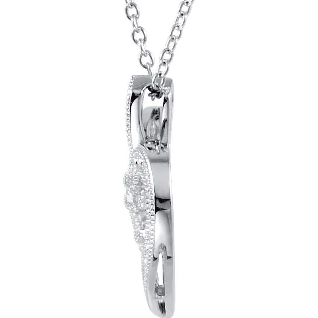 Necklaces Sterling Silver 06 CTW Natural Diamond Heart 18 Necklace TreasureFineJewelers