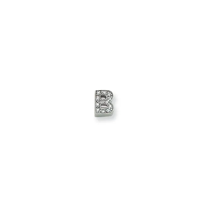 Necklaces Sterling Silver Polished CZ Initial B Slide TreasureFineJewelers