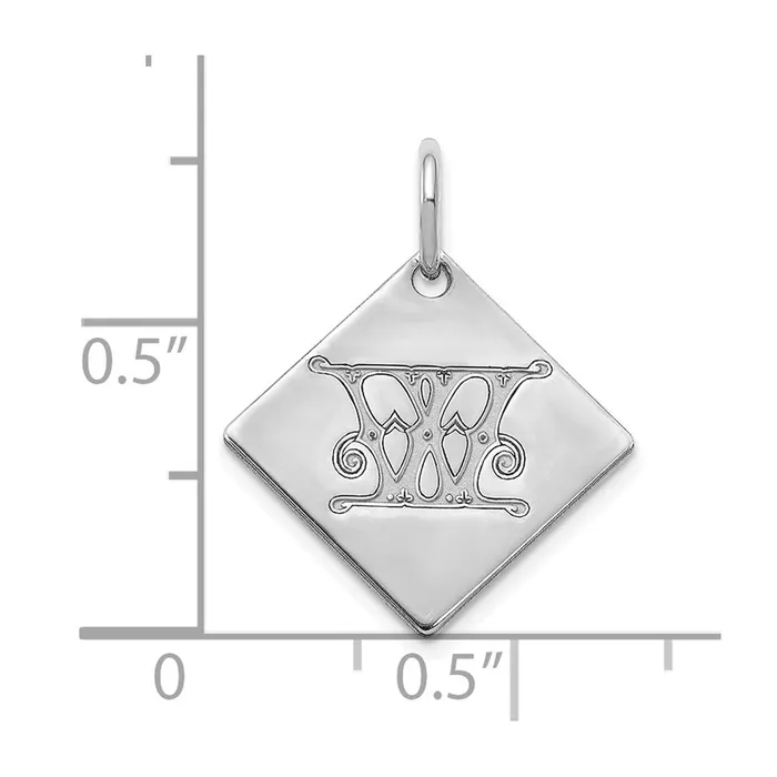 Necklaces Sterling Silver Polished Gold Letter W Initial Charm TreasureFineJewelers