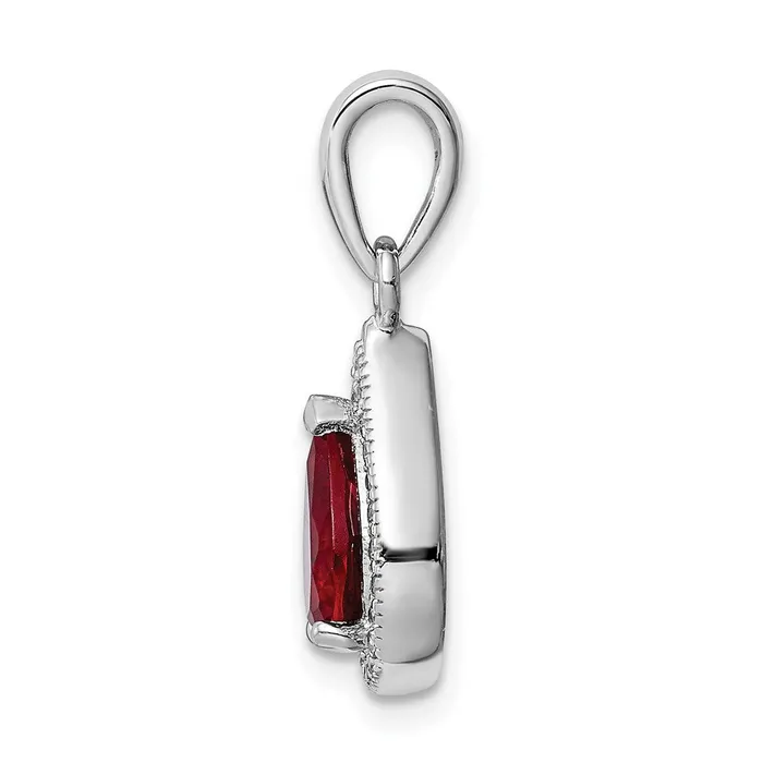 Necklaces Sterling Silver Rhod Plated Red and Clear CZ Pendant TreasureFineJewelers