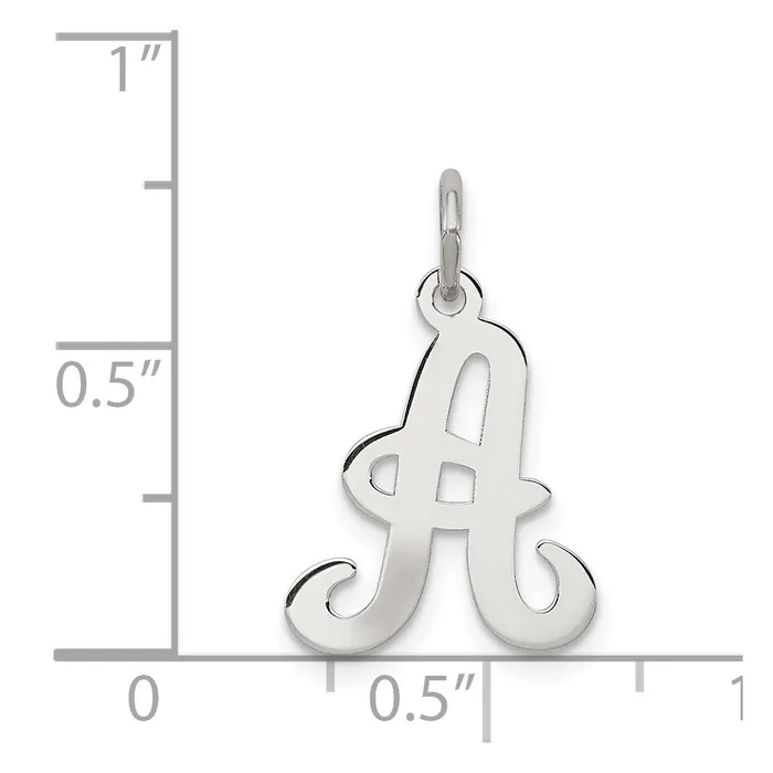 Necklaces Sterling Silver Rhodiumplated Stamped Letter A Initial Charm TreasureFineJewelers