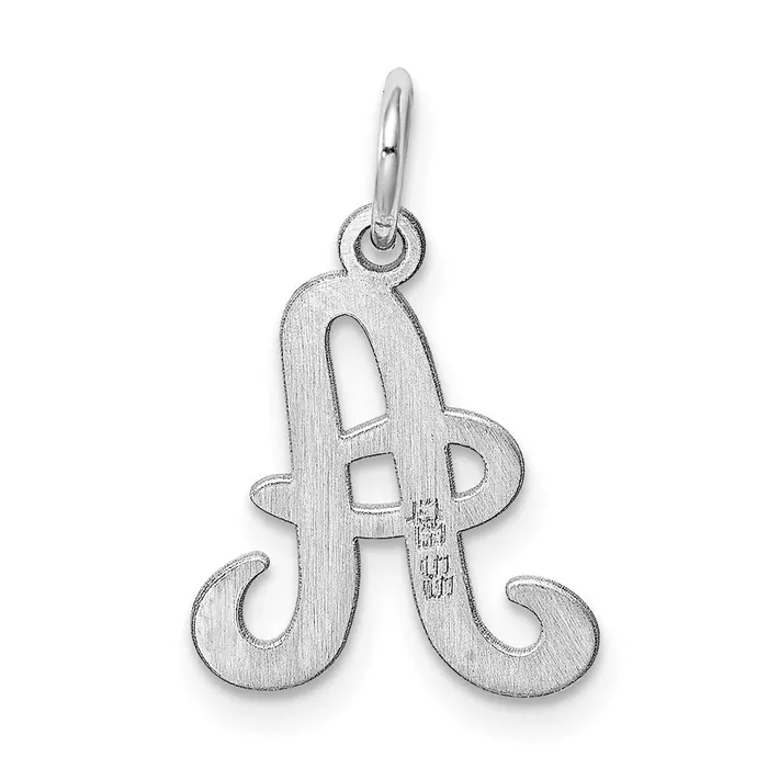 Necklaces Sterling Silver Rhodiumplated Stamped Letter A Initial Charm TreasureFineJewelers