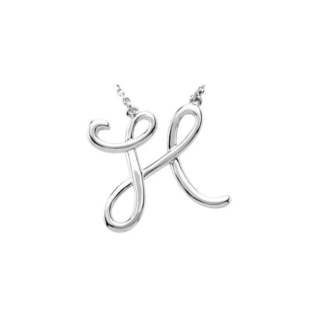 Necklaces Sterling Silver Script Initial H 16 Necklace TreasureFineJewelers Necklaces Sterling Silver Script Initial H 16 Necklace TreasureFineJewelers