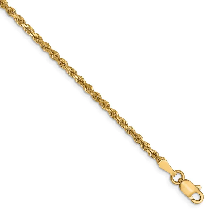 Necklaces TreasureFineJewelers 10K 225mm DiamondCut Rope Chain