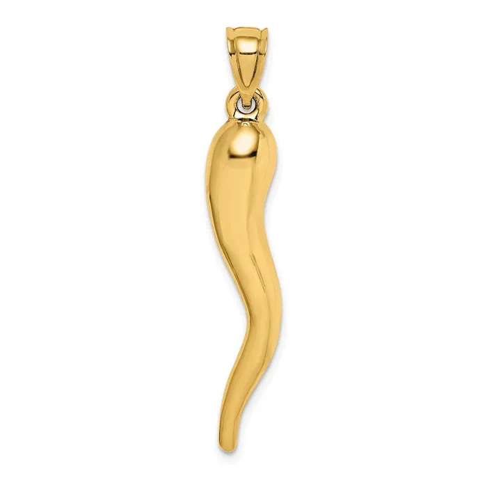 Necklaces TreasureFineJewelers 14k Hollow 3D Italian Horn Pendant