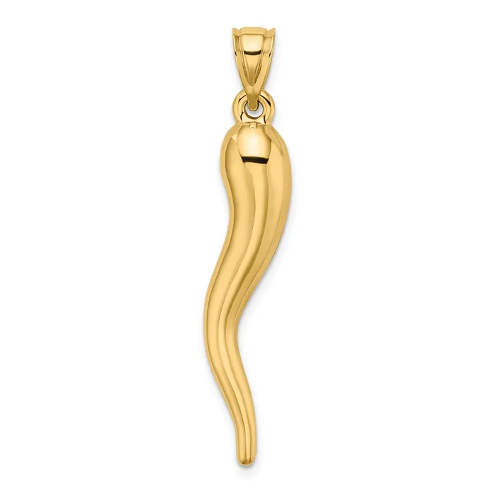 Necklaces TreasureFineJewelers 14k Hollow 3D Italian Horn Pendant