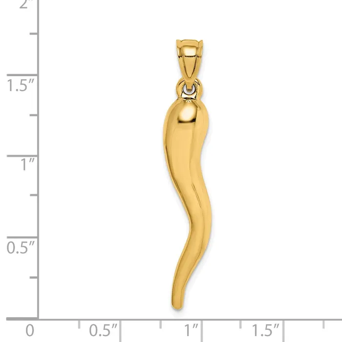 Necklaces TreasureFineJewelers 14k Hollow 3D Italian Horn Pendant