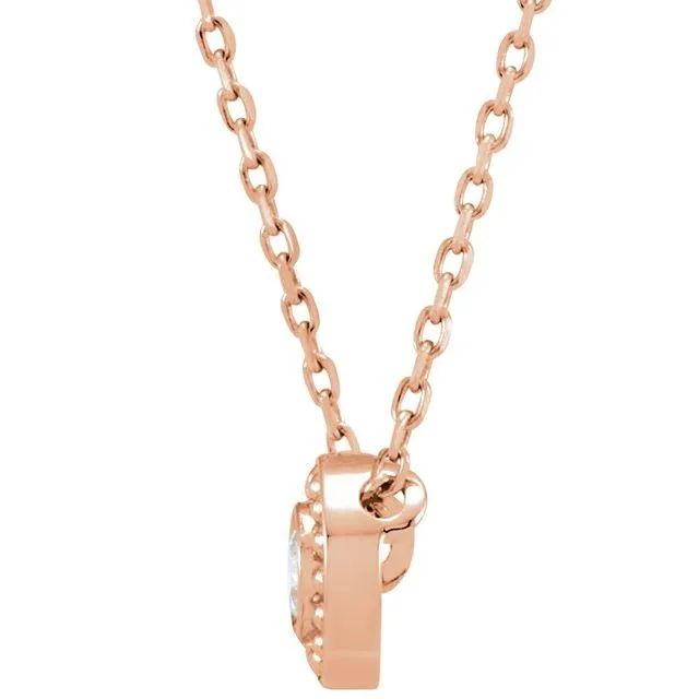 Necklaces TreasureFineJewelers 14K Rose 110 CTW Diamond Beaded Slide 16 Necklace