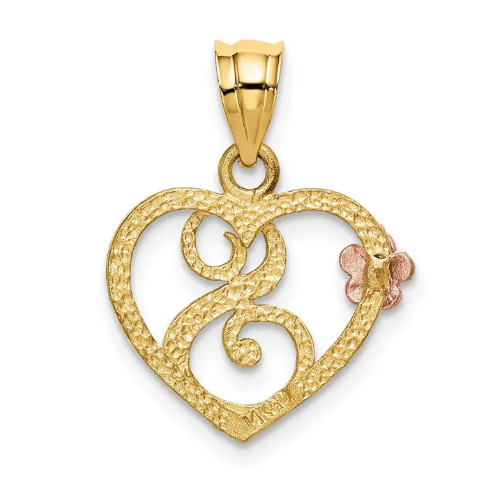 Necklaces TreasureFineJewelers 14k TwoTone Heart Letter S Initial Pendant