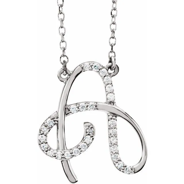 Necklaces TreasureFineJewelers 14K White Gold 110 CTW Natural Diamond Initial A 16 Necklace Necklaces TreasureFineJewelers 14K White Gold 110 CTW Natural Diamond Initial A 16 Necklace