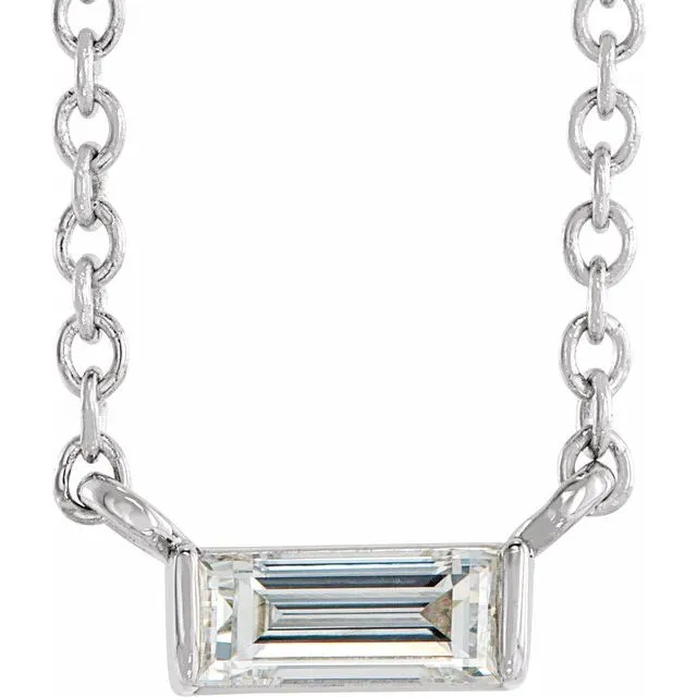 Necklaces TreasureFineJewelers 14K White Gold 18 CT Natural Diamond Solitaire 1618 Necklace Necklaces TreasureFineJewelers 14K White Gold 18 CT Natural Diamond Solitaire 1618 Necklace