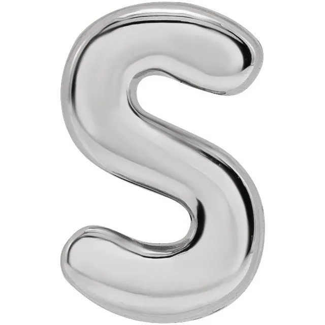 Necklaces TreasureFineJewelers 14K White Gold Block Initial S Slide Pendant Necklaces TreasureFineJewelers 14K White Gold Block Initial S Slide Pendant