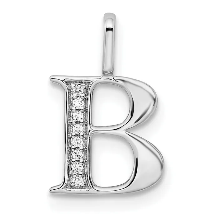 Necklaces TreasureFineJewelers 14K White Gold Diamond Letter B Initial Pendant Necklaces TreasureFineJewelers 14K White Gold Diamond Letter B Initial Pendant