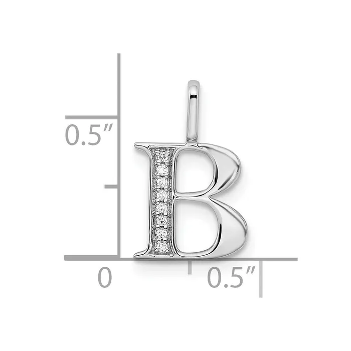 Necklaces TreasureFineJewelers 14K White Gold Diamond Letter B Initial Pendant