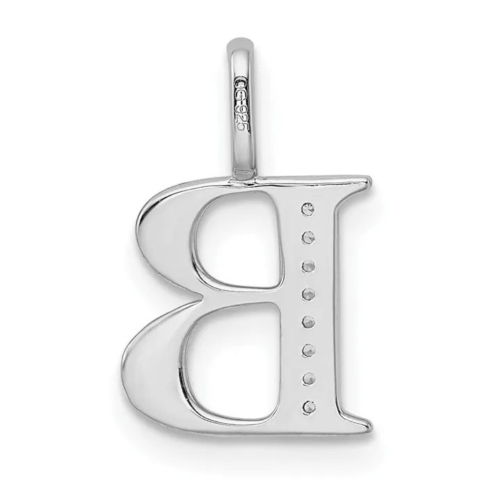 Necklaces TreasureFineJewelers 14K White Gold Diamond Letter B Initial Pendant