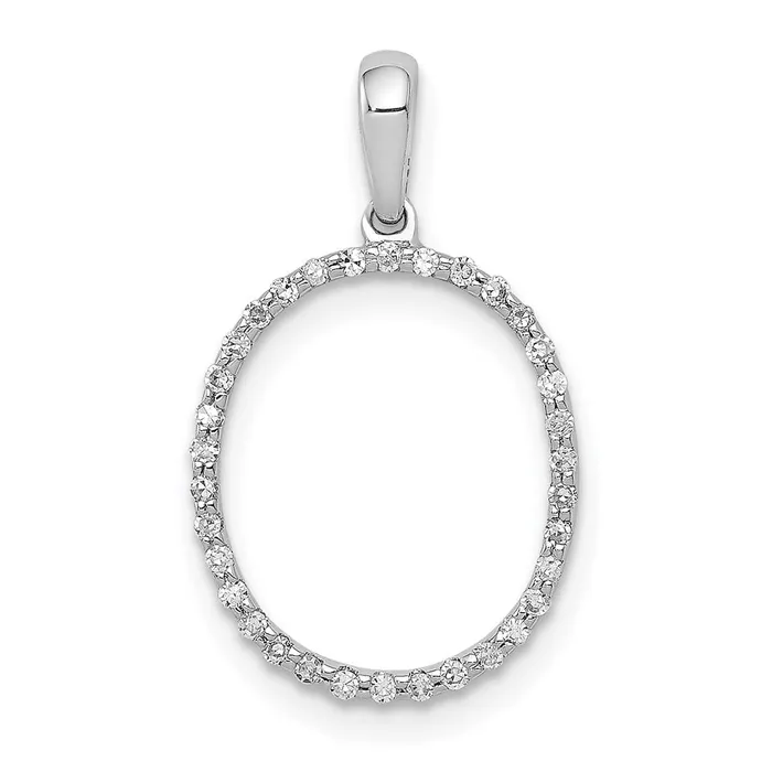 Necklaces TreasureFineJewelers 14K White Gold Diamond Letter O Initial Pendant