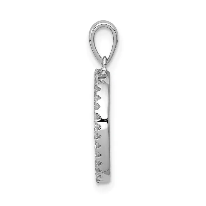 Necklaces TreasureFineJewelers 14K White Gold Diamond Letter O Initial Pendant