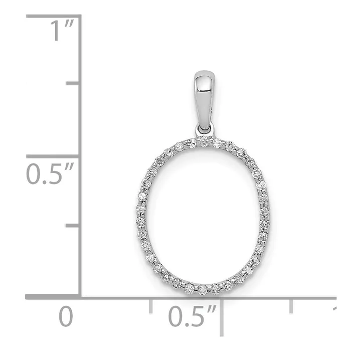 Necklaces TreasureFineJewelers 14K White Gold Diamond Letter O Initial Pendant